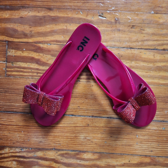 INC Womens Madena Jelly Thong Flip-Flops in Red - Picture 2 of 3